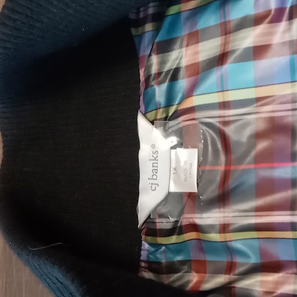 CJ Banks Plaid Full Zip and Button Puffer Vest 1X - Picture 5 of 5